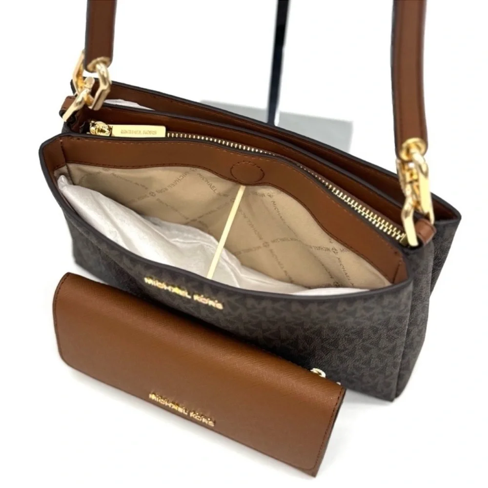 Michael Kors Trisha Medium Triple Compartment Crossbody Bag & Trifold Wallet Set